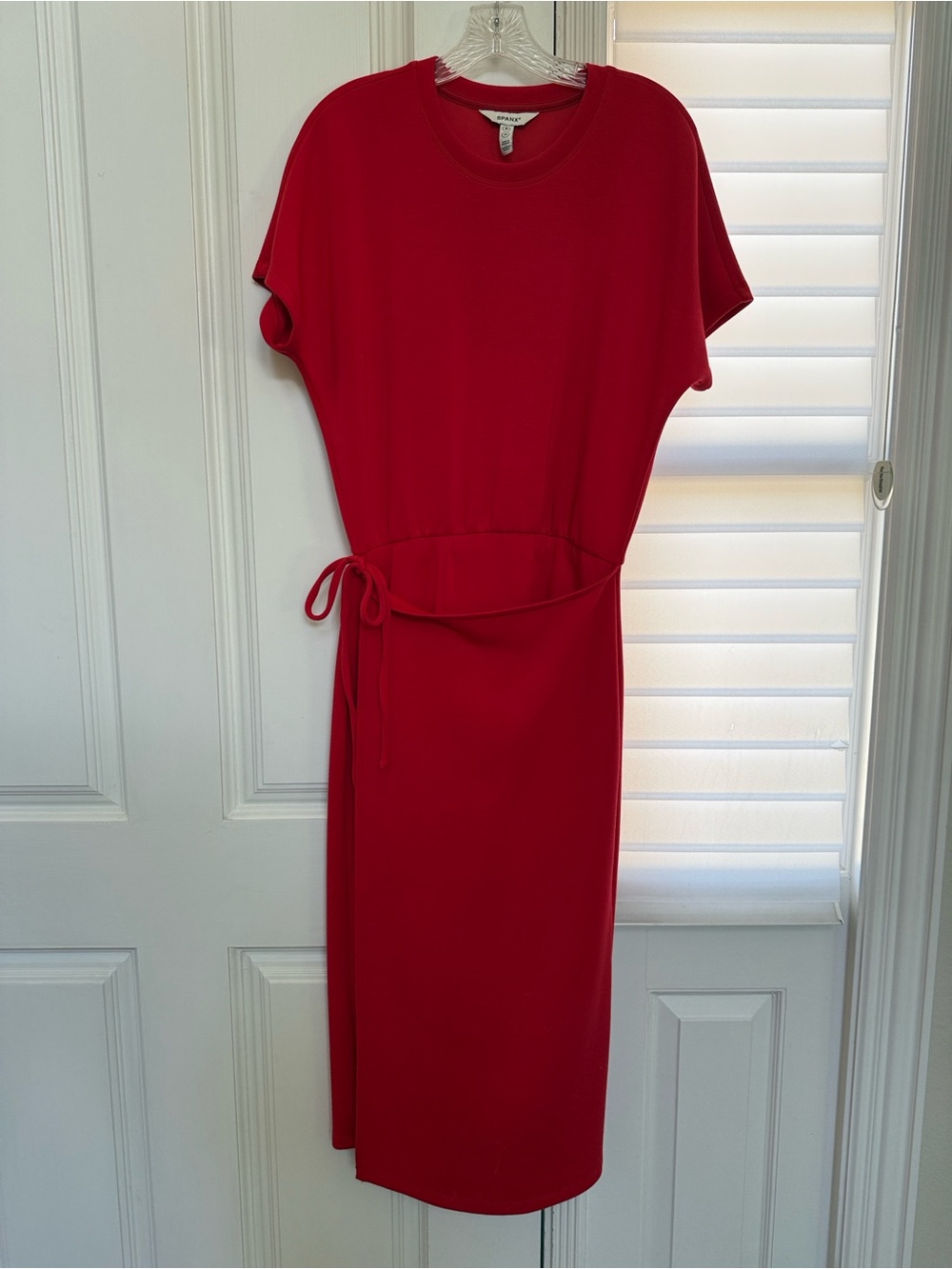SPANX AirEssentials Red Tie-Waist Midi Wrap Dress - Picture 5 of 5